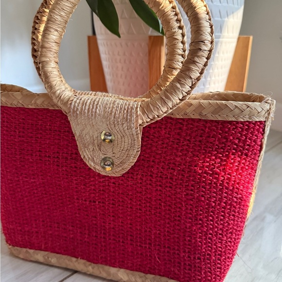 Hand woven bag - Mexican 4”x8”x10” Red Boho Casual - Picture 2 of 11